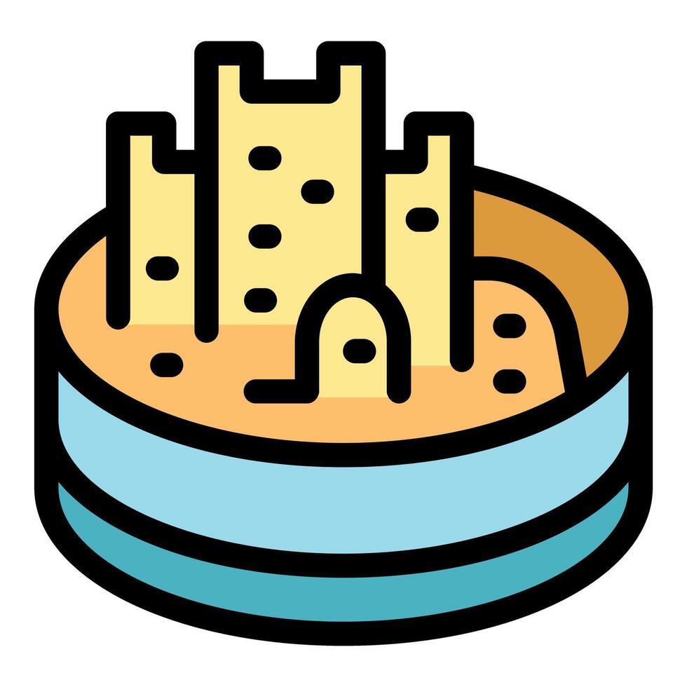 Sandcastle kingdom emerging from a vibrant sandbox, a playful icon of childhood creativity vector