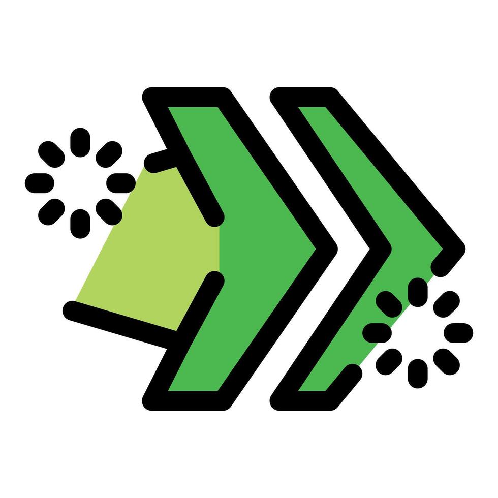 Green double arrow showing fast forward with loading symbol vector