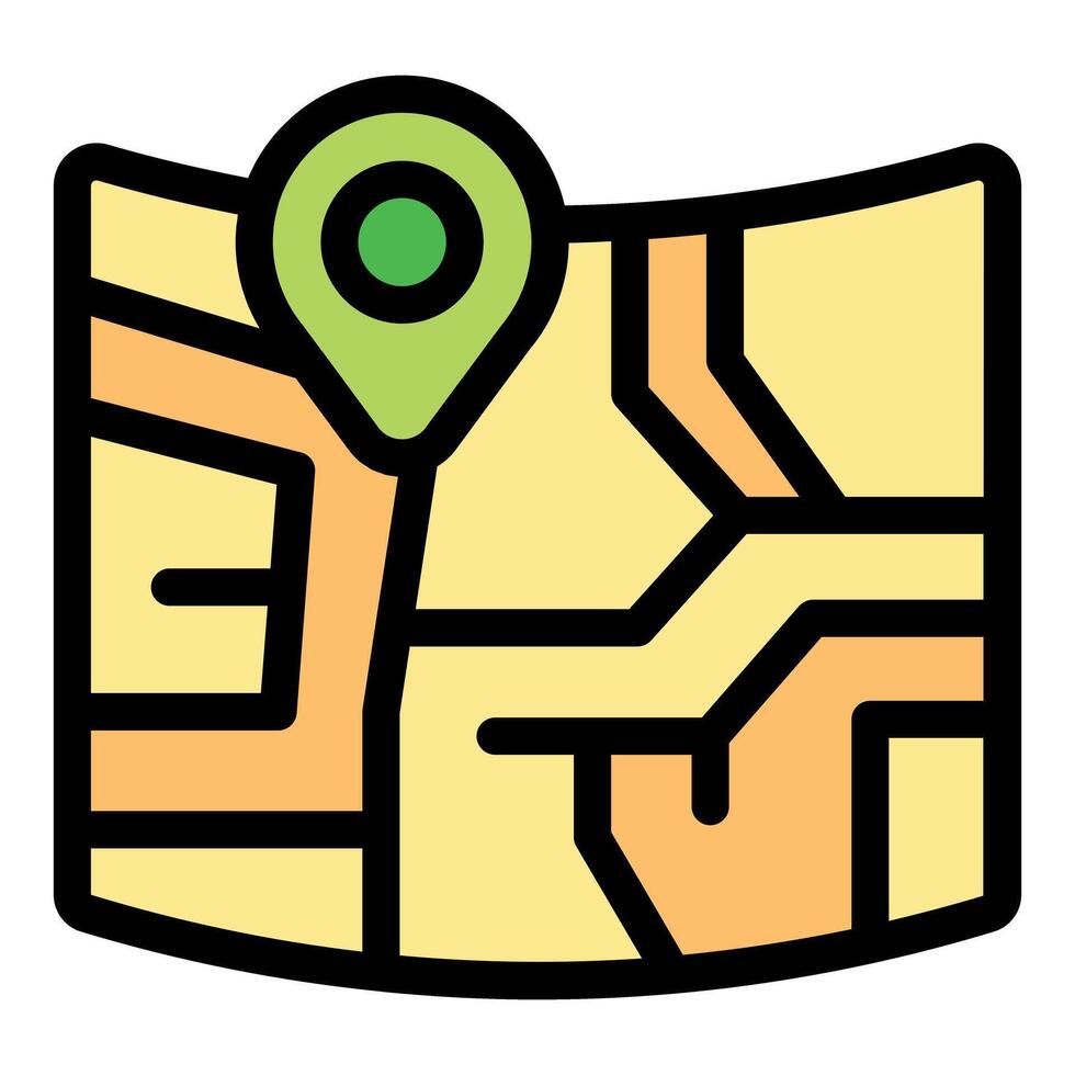 Location pin showing place on folded paper map vector