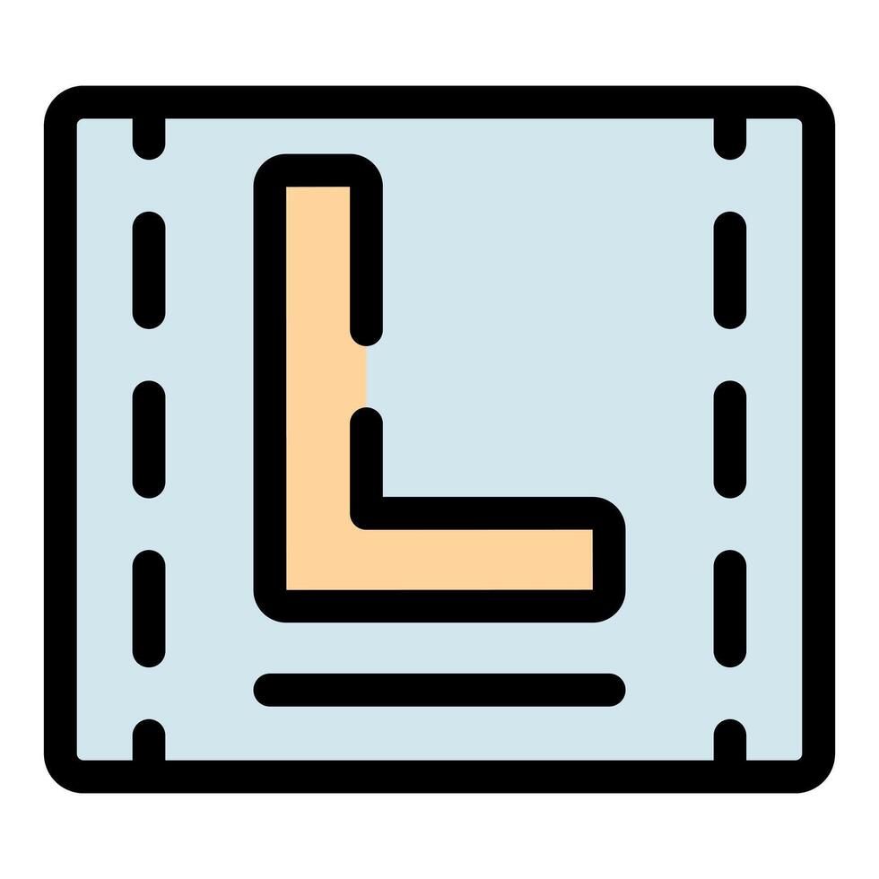 Beginner driver sign displaying l plate on light blue background vector