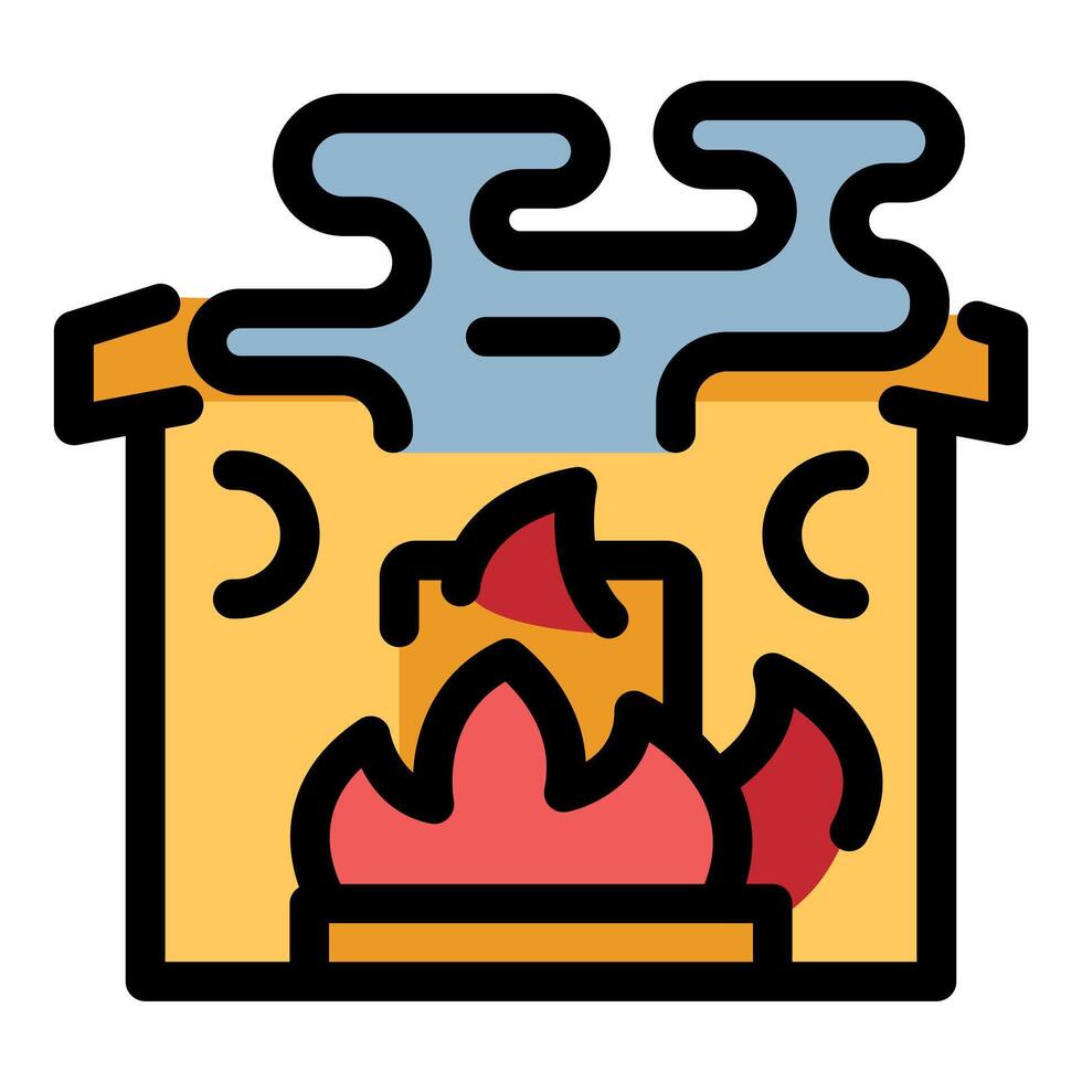 Burning house with smoke coming out from roof and chimney vector