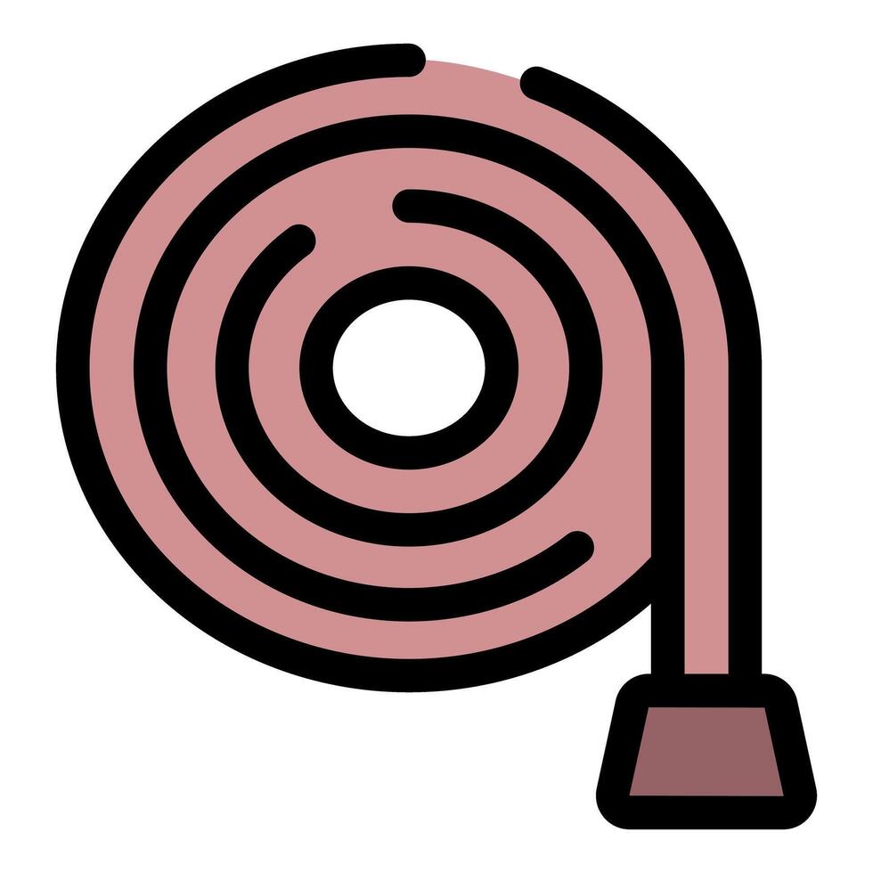 Rolled fire hose providing safety and fire protection vector