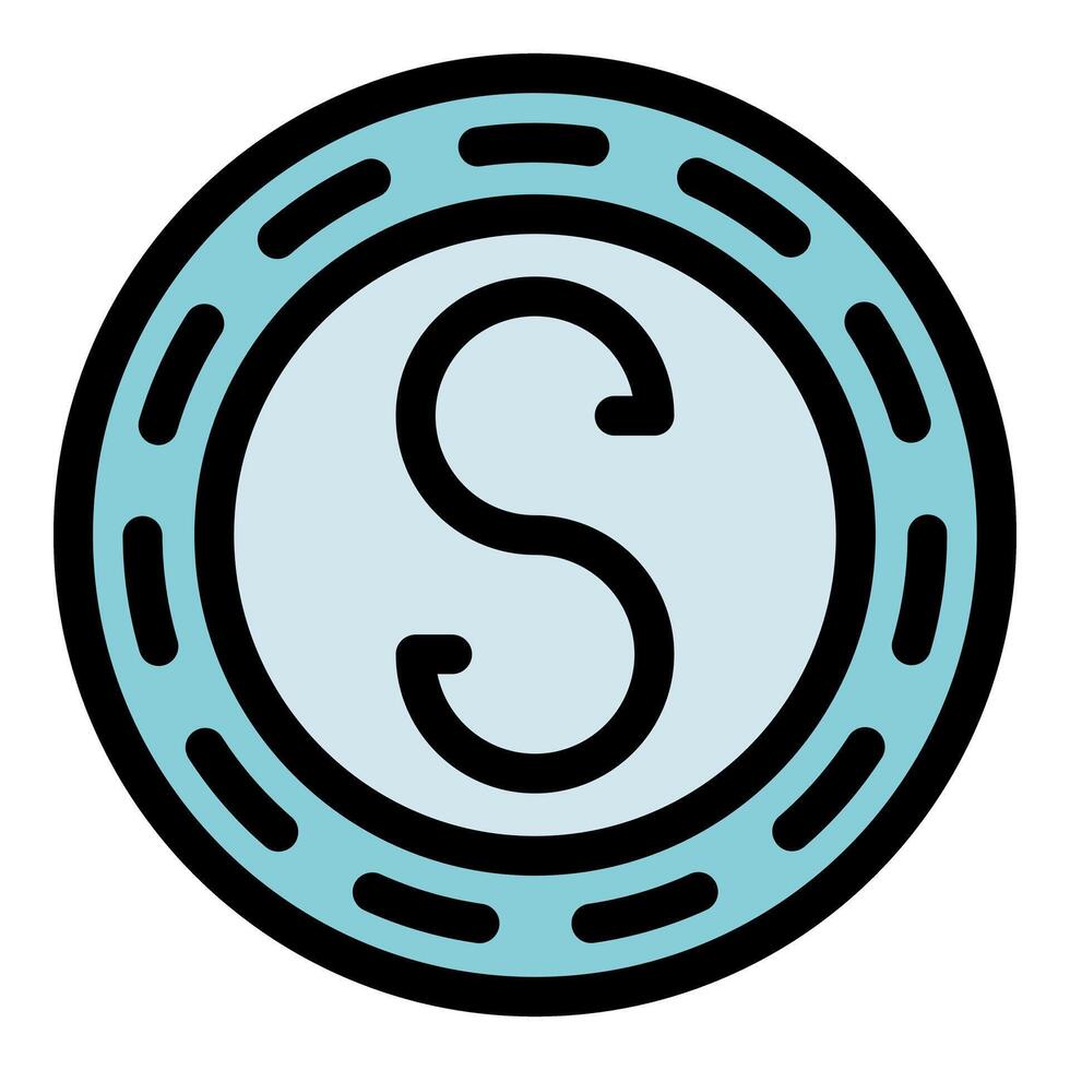 Light blue coin showing letter s representing money and savings vector
