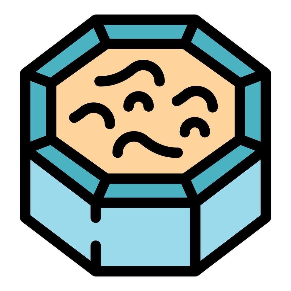 Octagonal sandbox filled with sand and containing worms, perfect for kids playing vector