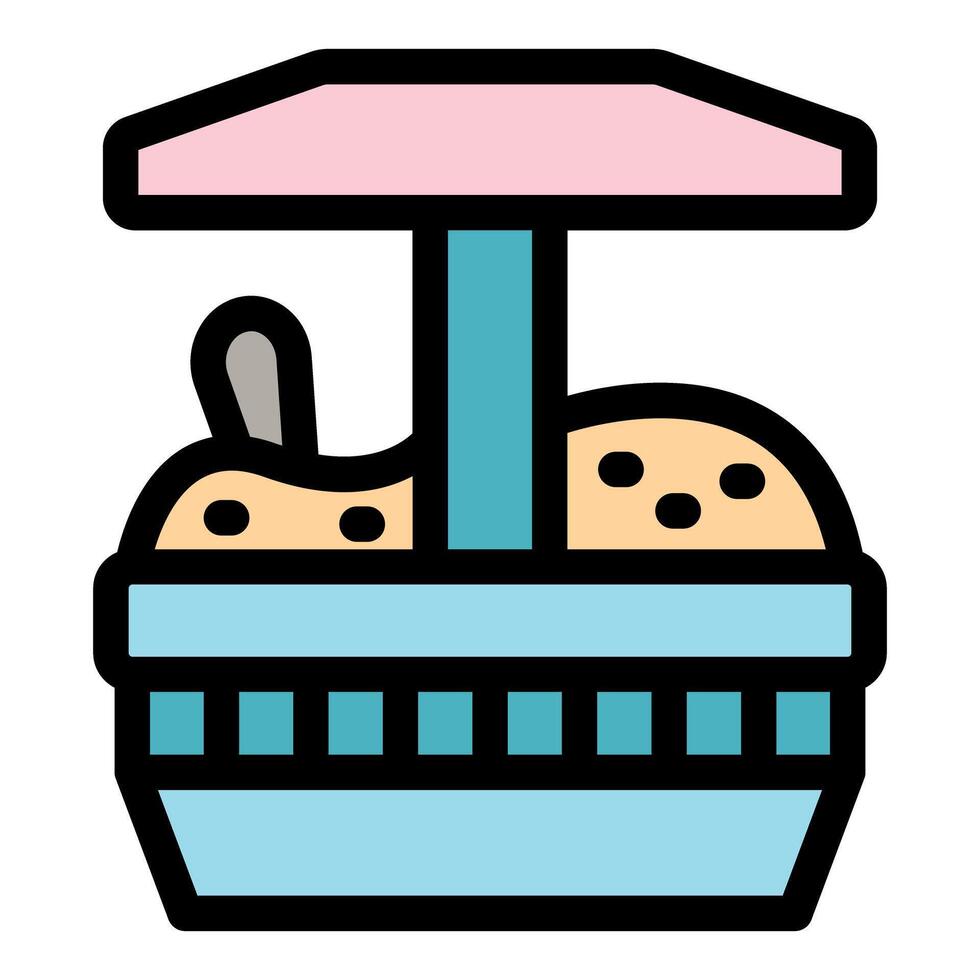 Sandbox with umbrella and shovel protecting from sunstroke vector