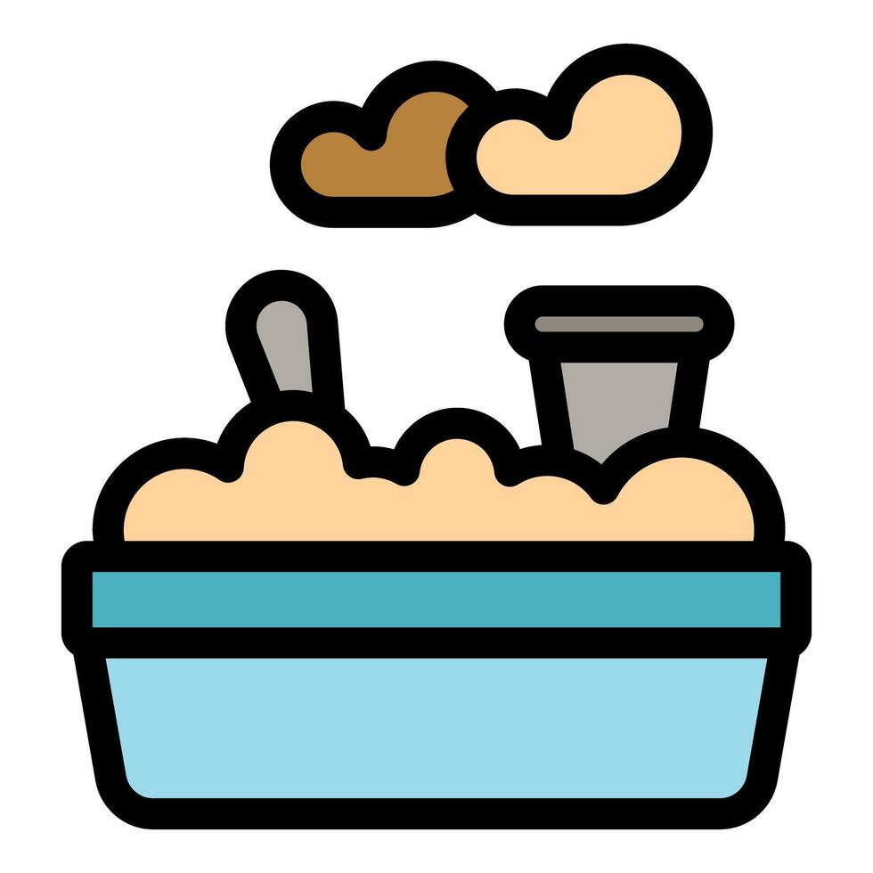 Sandbox toys and clouds creating fun summertime scene vector