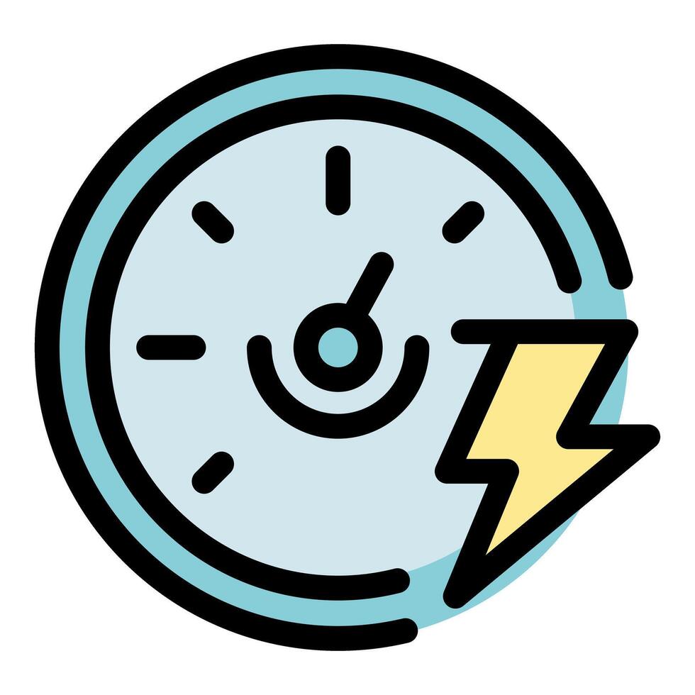 Speedometer with lightning bolt showing fast charging time vector