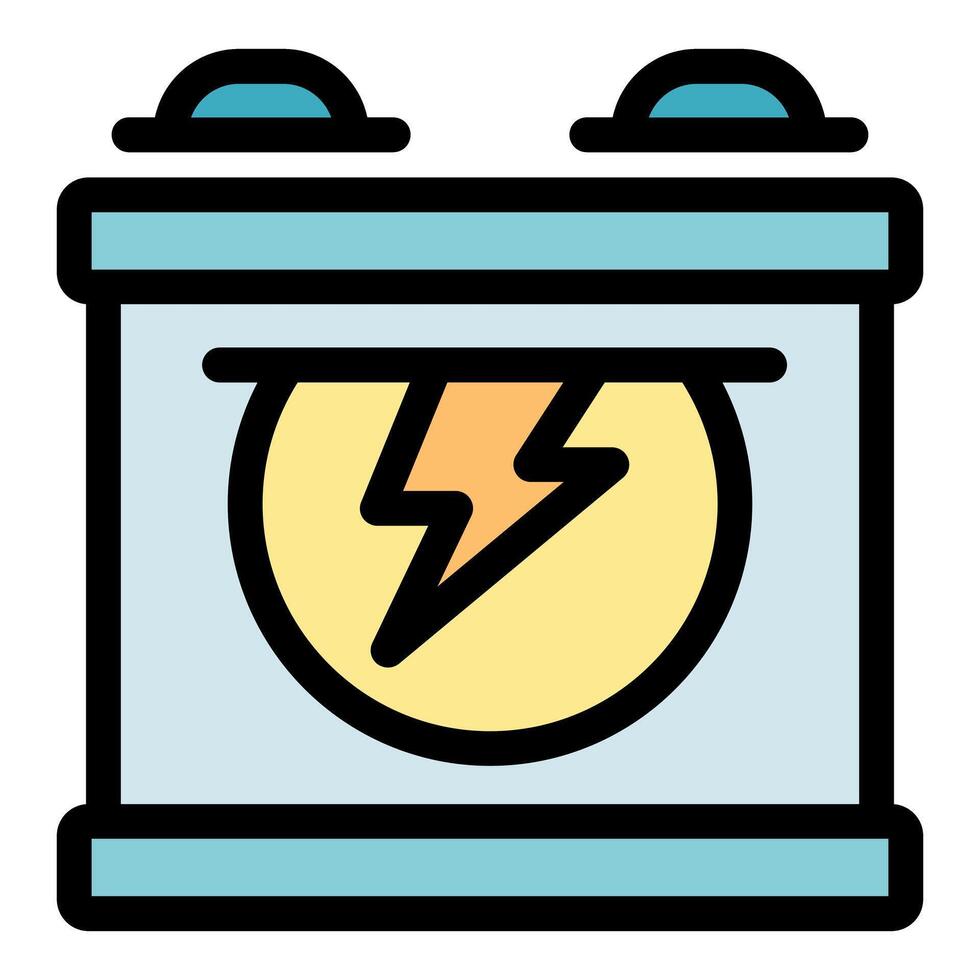 Accumulator battery providing electricity with lightning bolt symbol displayed on its surface vector