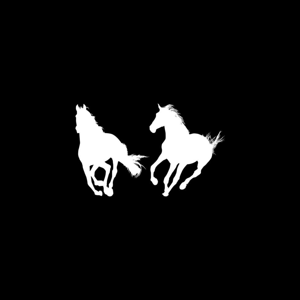 Pair Horse Silhouette, flat style, can use for Logo Gram, Art Illustration, Emblem, Pictogram, Apps, Website or Graphic Design Element vector