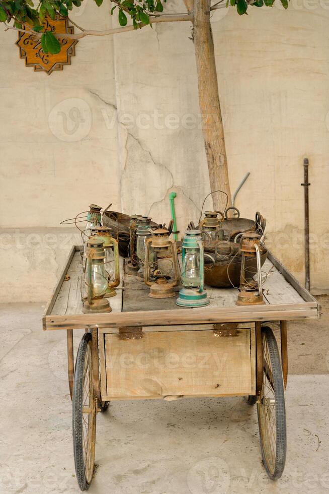 Ancient Arabic lamp in heritage district in high resolution photo