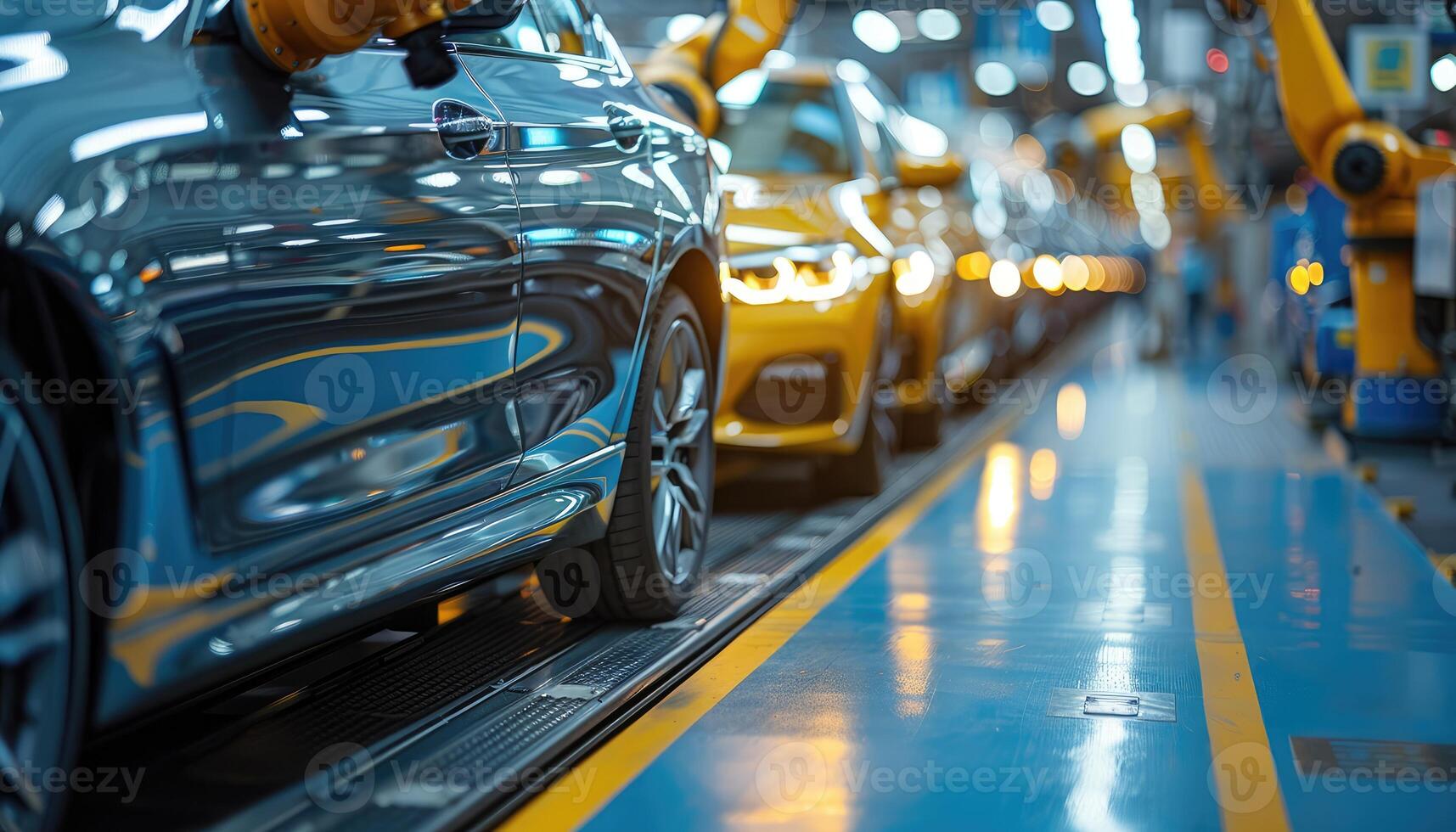 A Car on a Conveyor Belt in an Automotive Factory photo