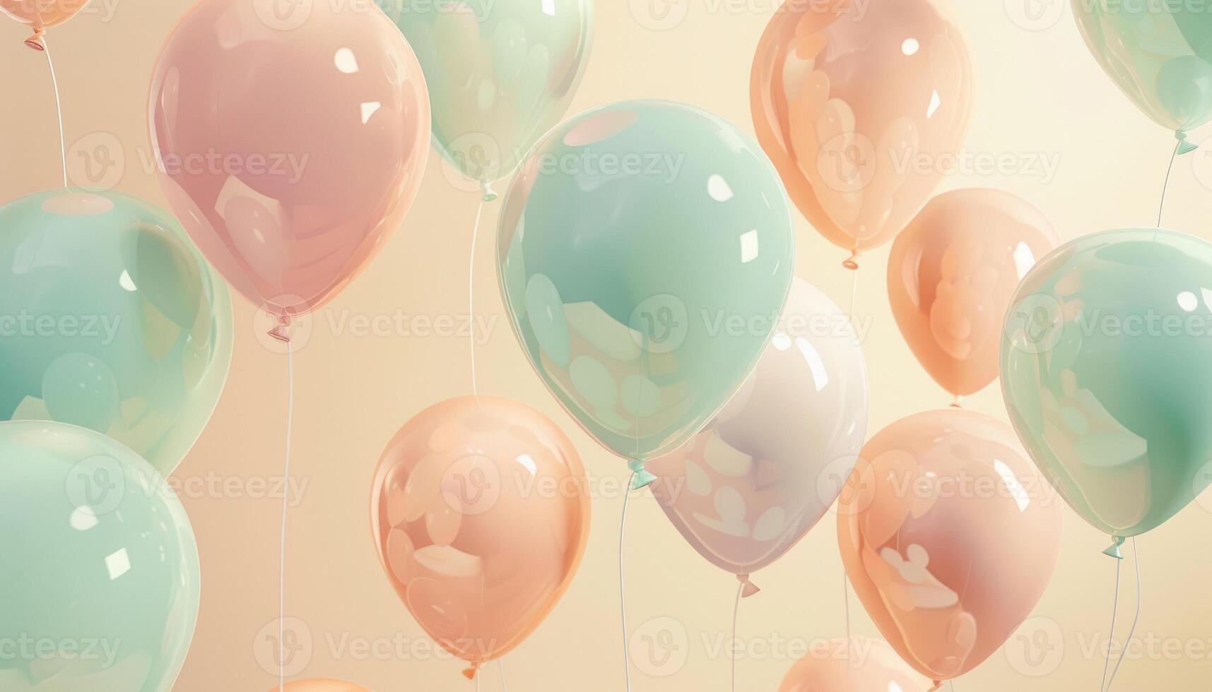 Pastel-Colored Balloons Floating in the Air photo