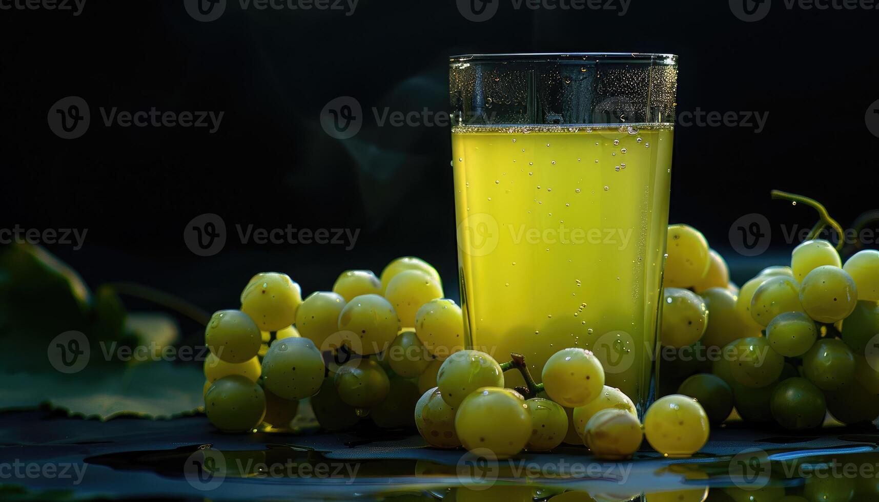 Glass of Grape Juice with Fresh Green Grapes photo