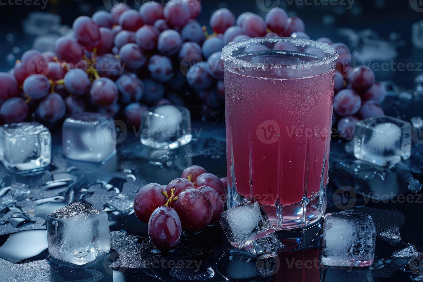 Refreshing Grape Juice with Ice and Grapes photo