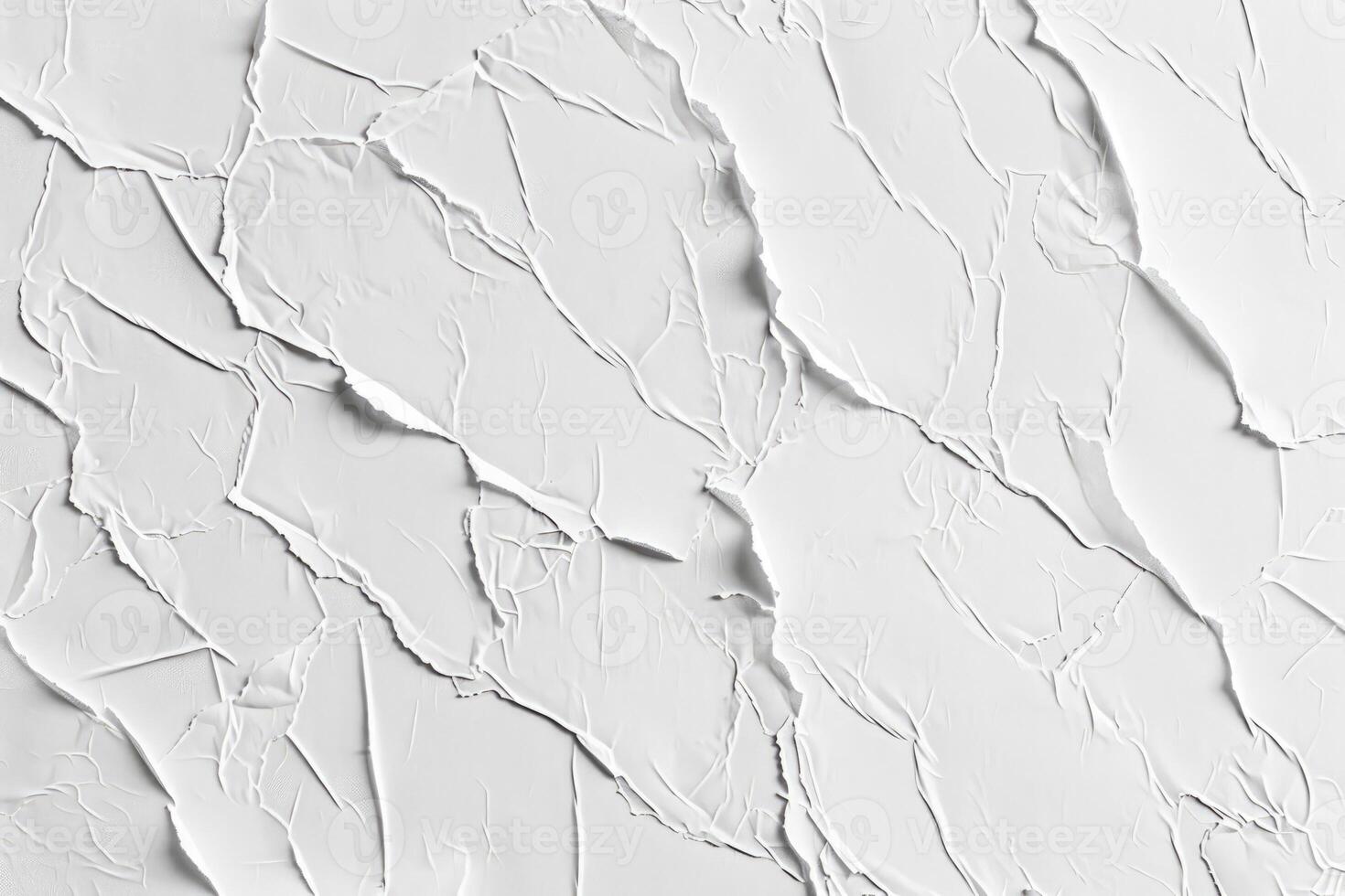White Crumpled Paper Texture with Irregular Shapes and Creases photo