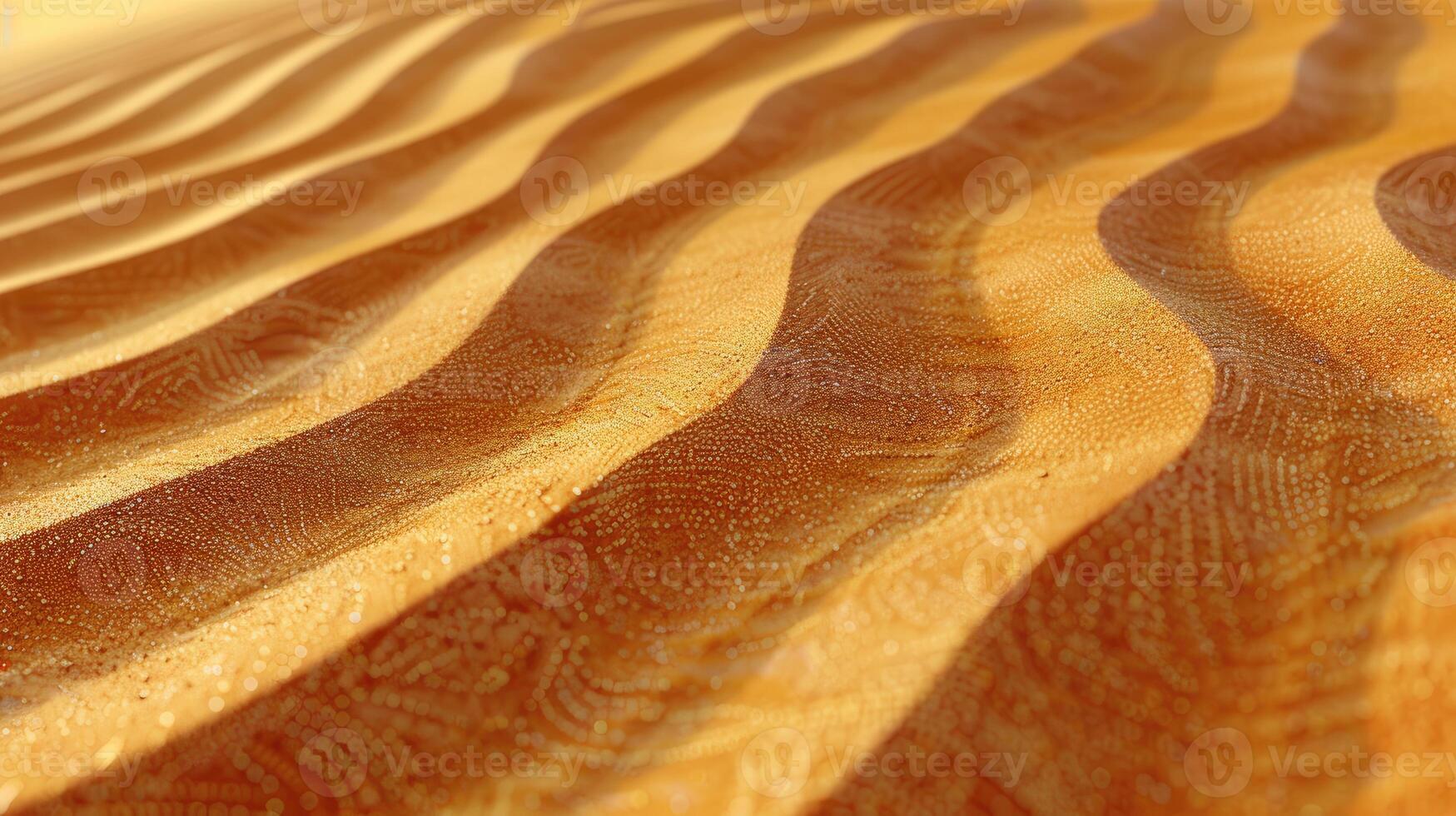 A Close-Up View of Dew-Covered Sand Dunes with Sunlight Reflecting Off the Water Droplets photo