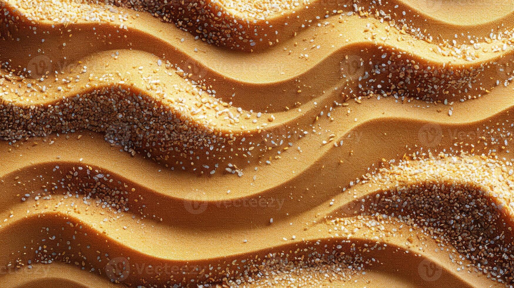 Close-up of Golden Sand with Scattered White Pebbles, Creating a Wave-like Pattern photo