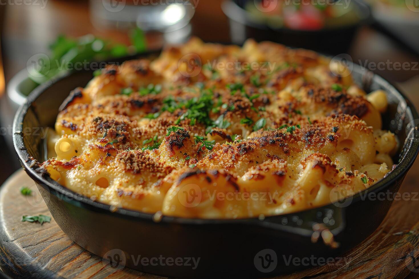Golden Brown Mac and Cheese in Cast Iron Skillet photo
