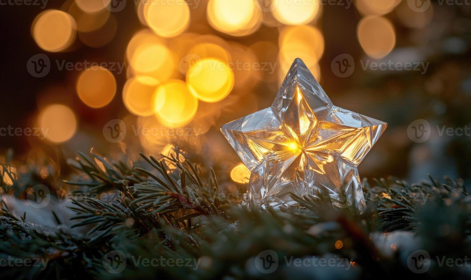 A star is sitting on a tree branch photo