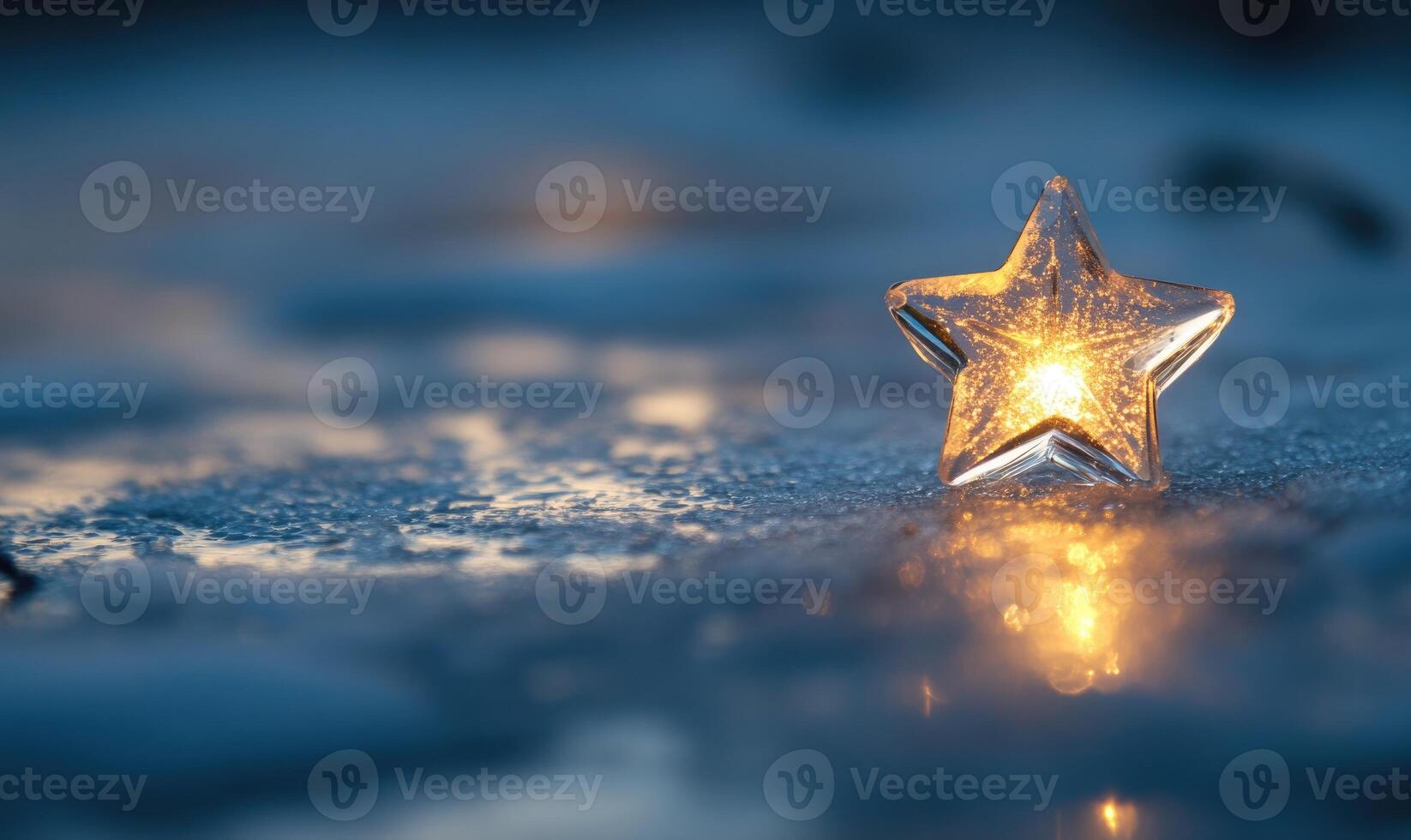 A small star is lit up in the dark photo