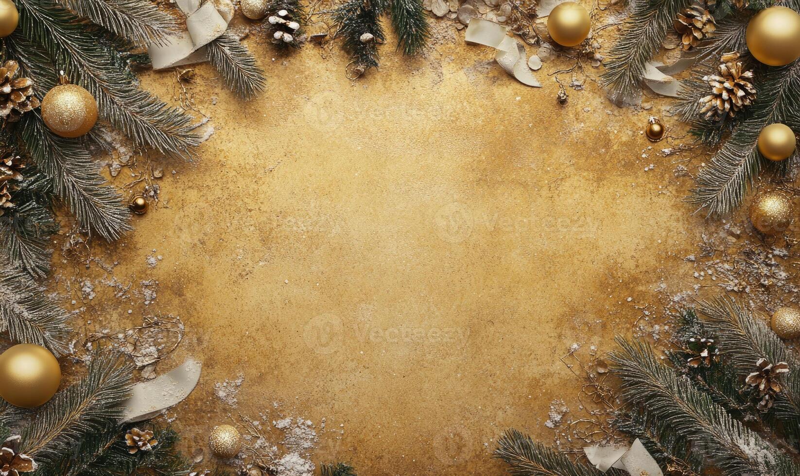 A gold background with a Christmas tree on it photo