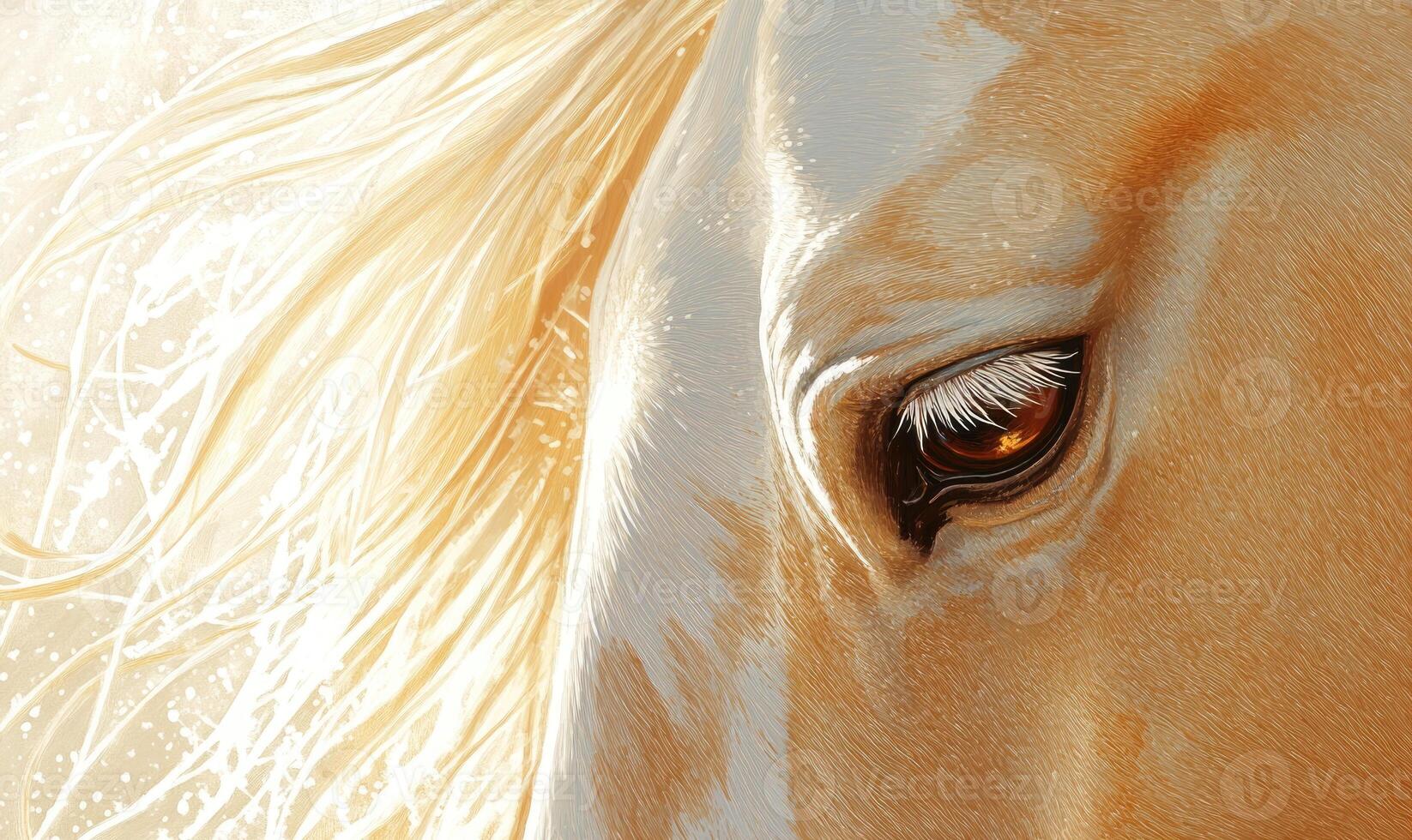 A horse's eye is shown in a painting photo