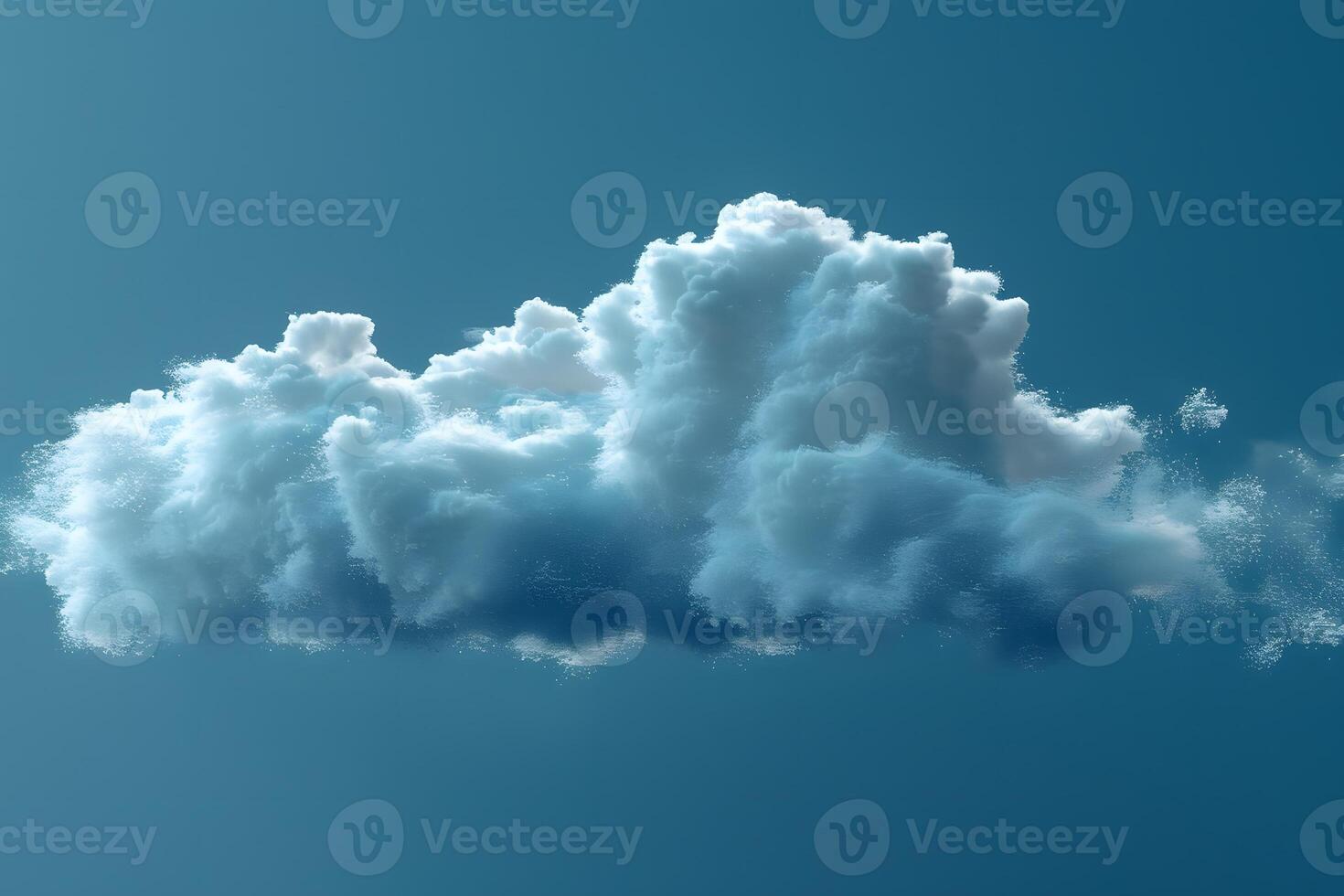 Dreamy White Fluffy Cloud Against a Clear Blue Sky for Tranquil Design Projects photo
