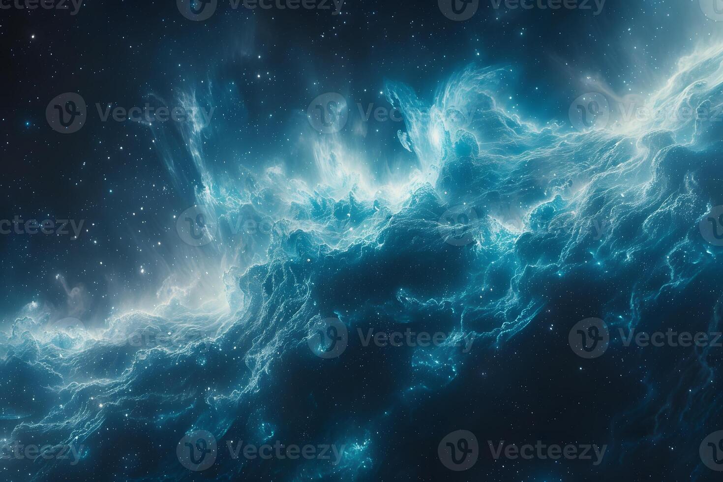 Mystical Cosmic Cloudscape with Celestial Stars and Nebulae in Space photo