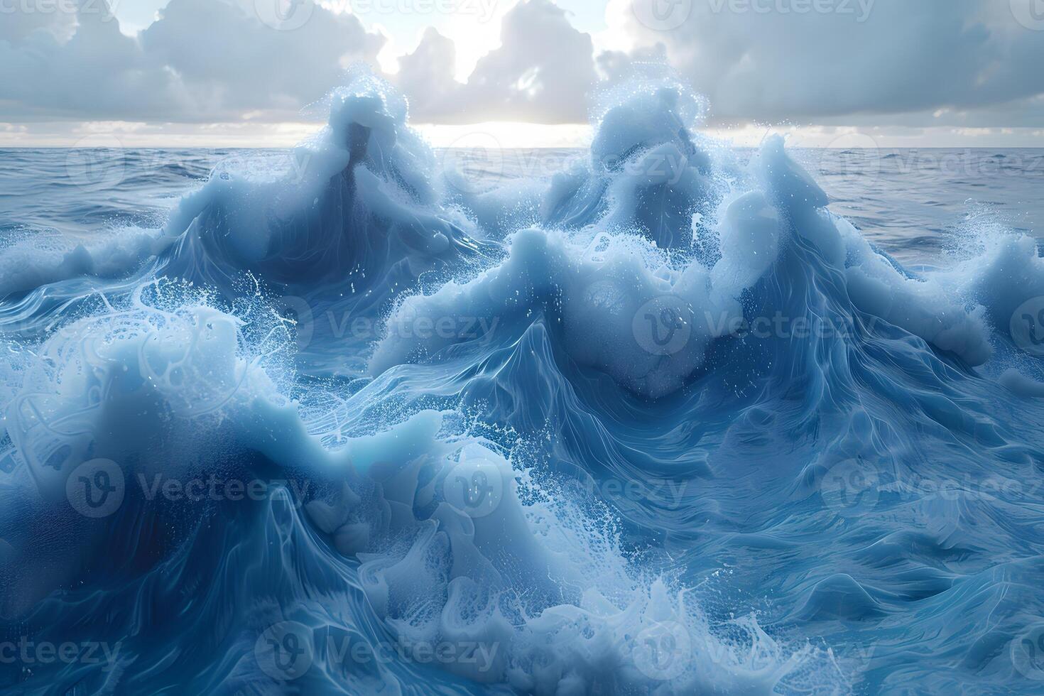Majestic Ocean Waves under a Cloudy Sky Nature and Serenity photo