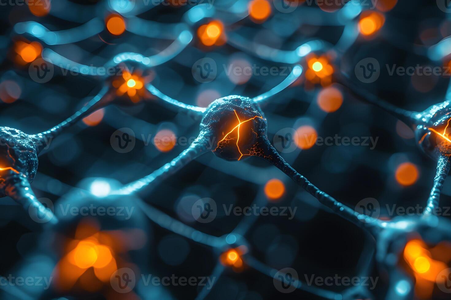 Network of Glowing Neural Connections in Futuristic Technology Concept photo