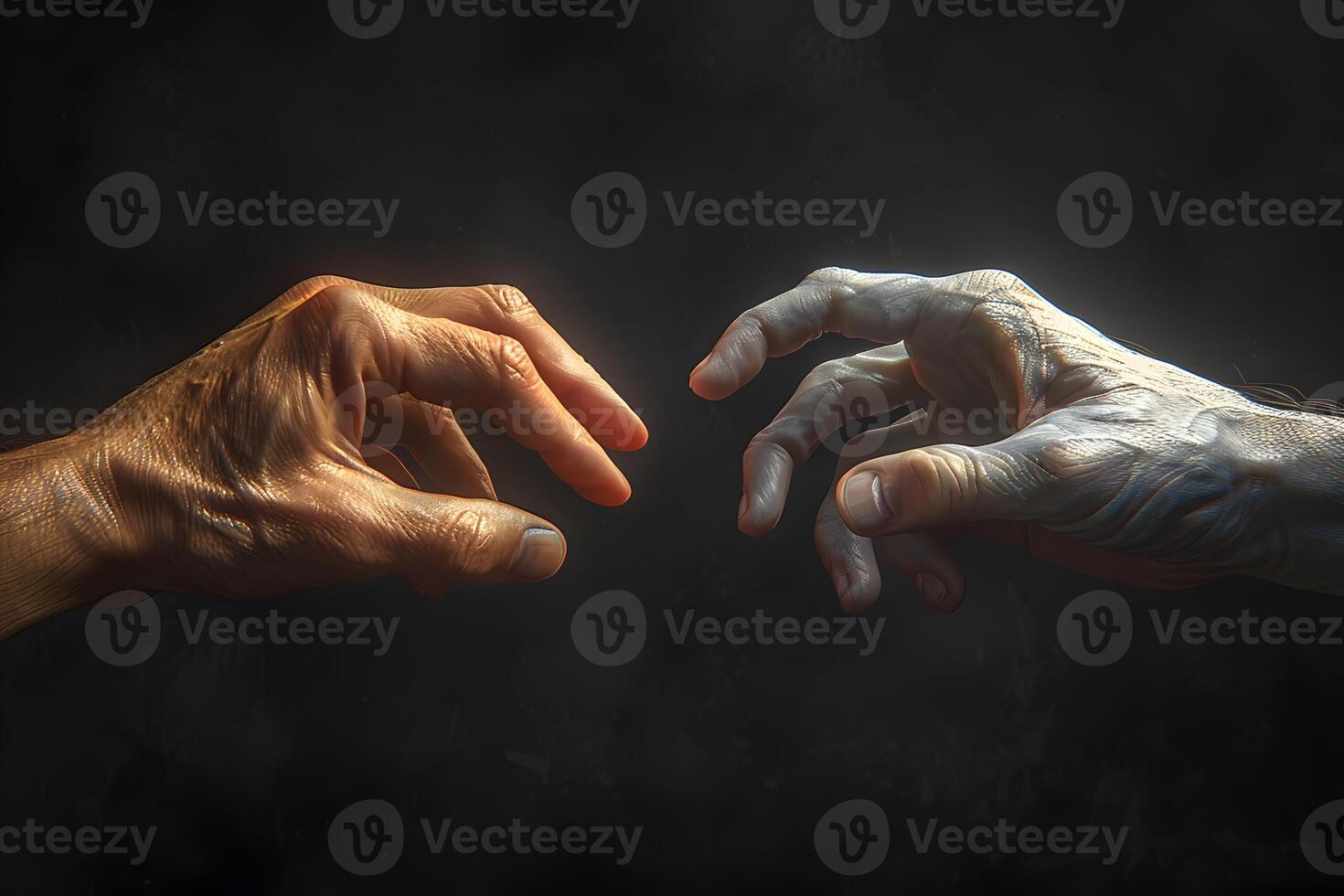 Artistic Interpretation of Creation with Human Hands in Contrast photo