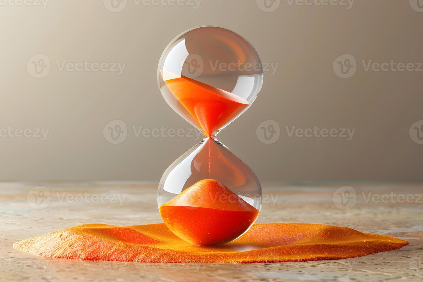 Elegant Hourglass with Flowing Sand on Smooth Surface - Concept of Time and Patience photo