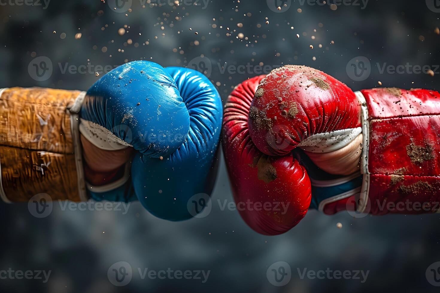 Intense Boxing Match with Muddy Gloves Collision for Sports Enthusiasts and Fitness Motivation photo
