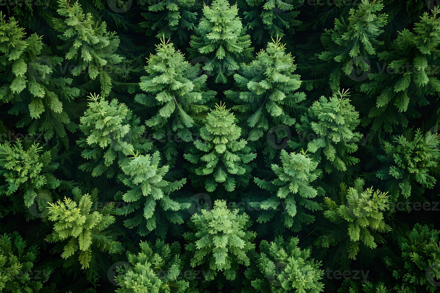 Lush Evergreen Forest Canopy - Nature Background for Environmental Design photo