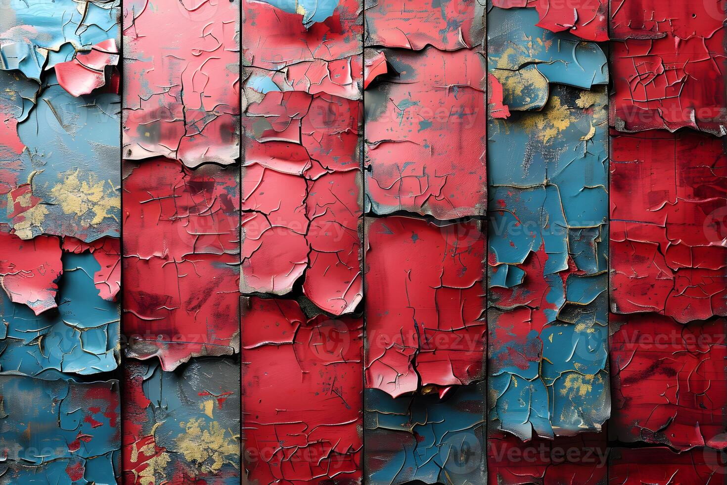 Abstract Textured Surface with Peeling Red and Blue Paint photo
