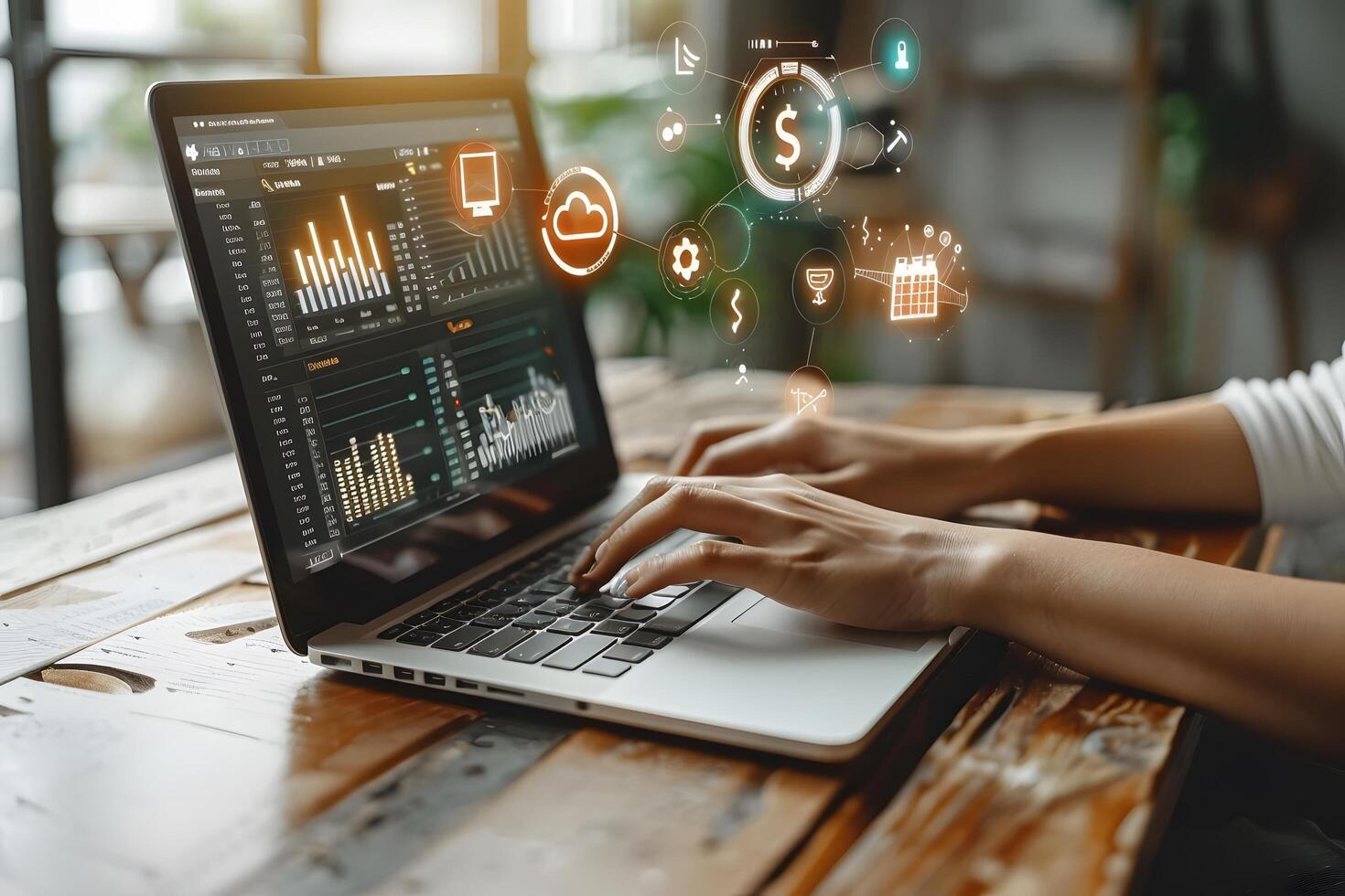 Data Analytics and Financial Management in a Modern Workspace photo