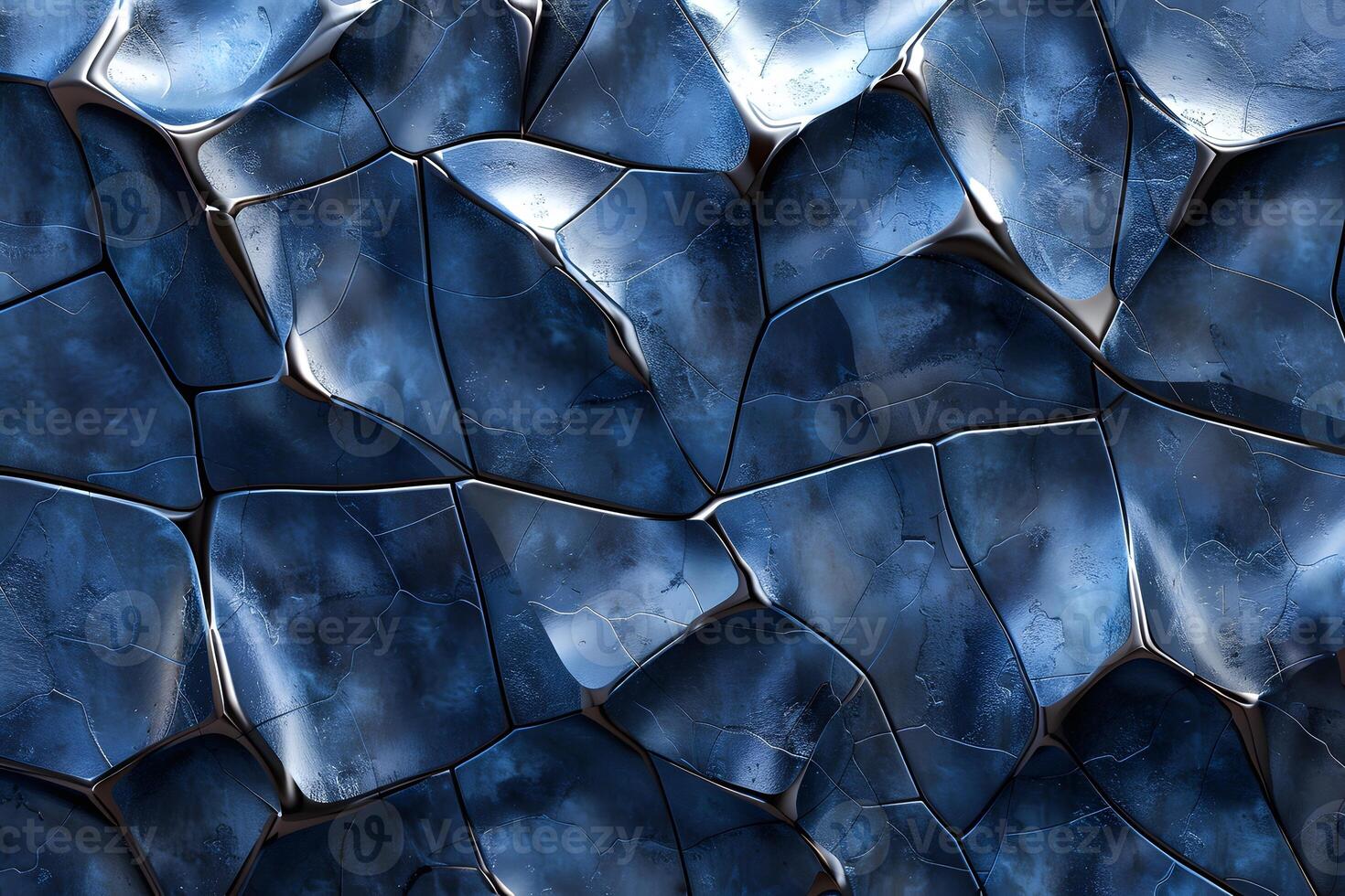 Abstract Metallic Blue Surface with Organic Shapes for Modern Design and Textures photo
