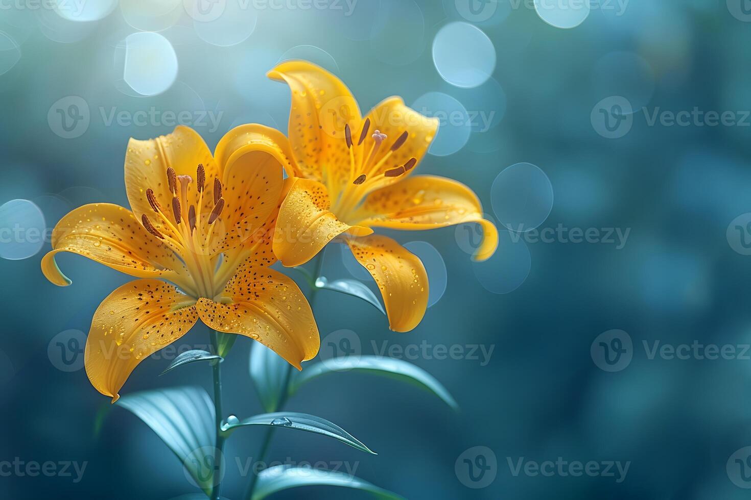 Vibrant Orange Lilies in Bloom Against a Soft Bokeh Background photo