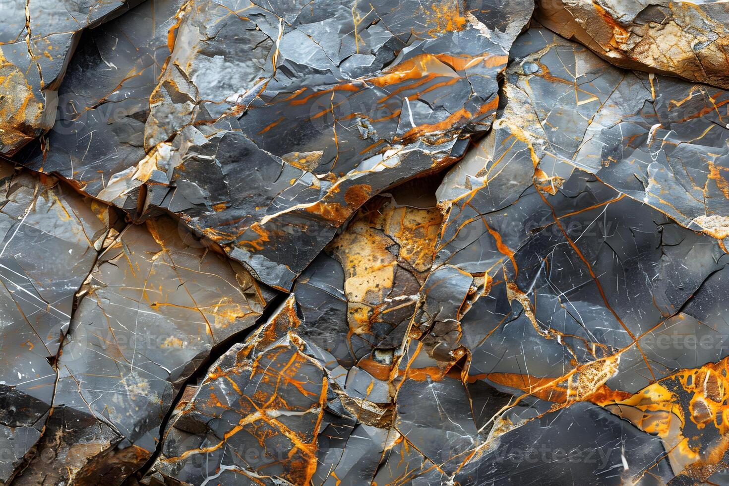Abstract Cracked Stone Texture with Orange Veins for Design and Background Use photo