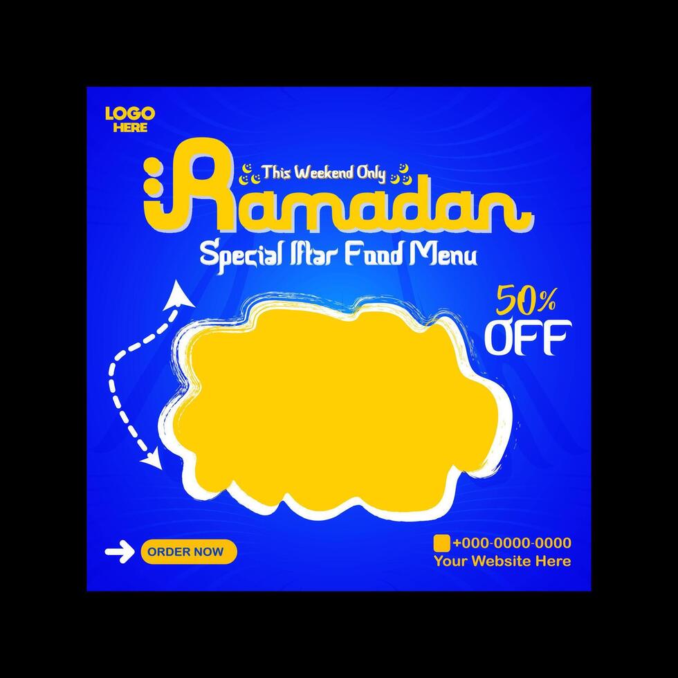 Ramadan food Social media post template design vector
