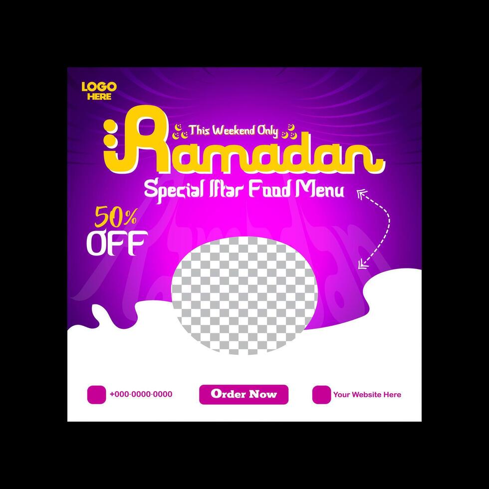 Special Ramadan Menu Social Media Food Template Design vector