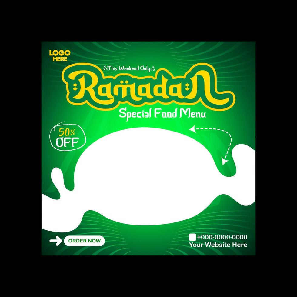 Delicious Ramadan food menu social media post banner design template vector