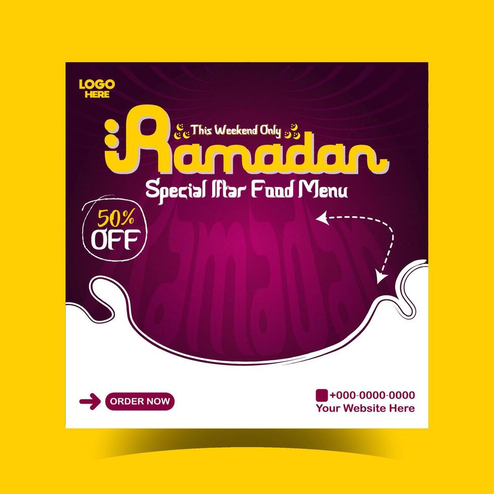 Ramadan food iftar party post design template vector