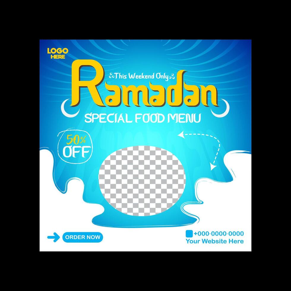 Ramadan Kareem Food Iftar Party Social Media Creative Poster template vector