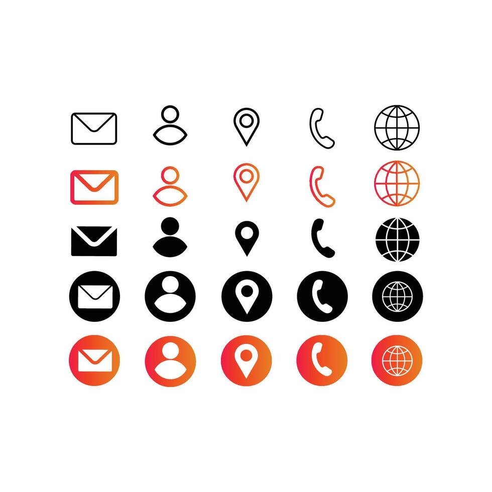 Contact information icons social communication signs, message icon, call web button vector