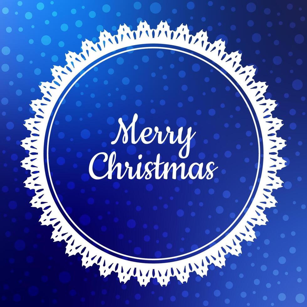 Winter-themed design card with festive holiday vibe. Perfect for holiday greeting card or social media post. Circular frame with intricate lace-like pattern. White lace border creates delicate design. vector