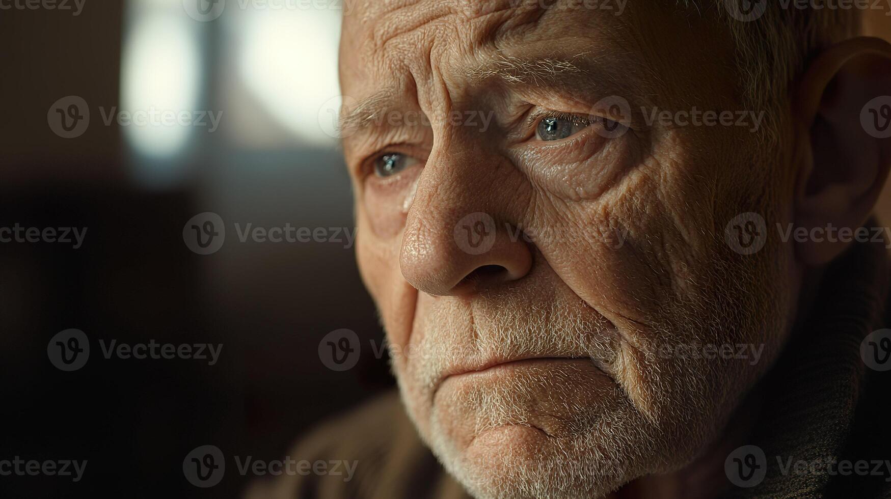 Portrait of Senior Man with Tear, Alzheimer's and Fading Memories photo