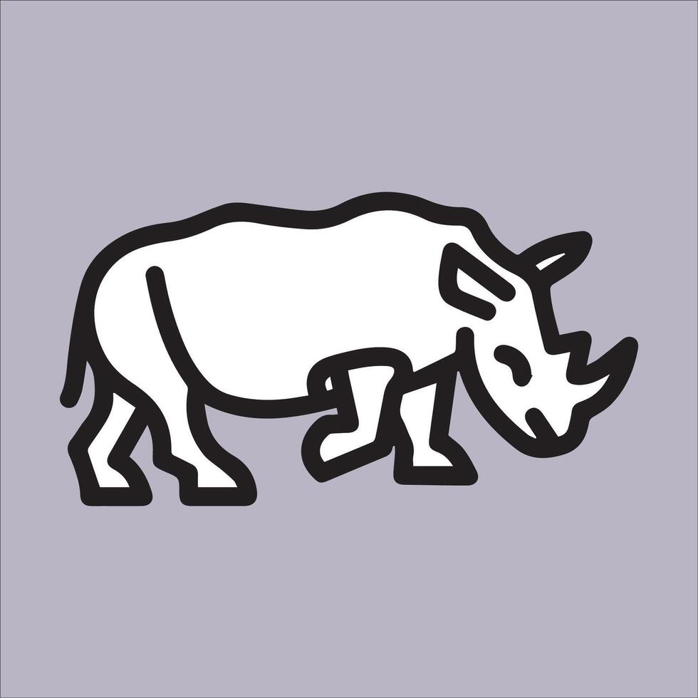 Illustration of a one-horned rhinoceros vector