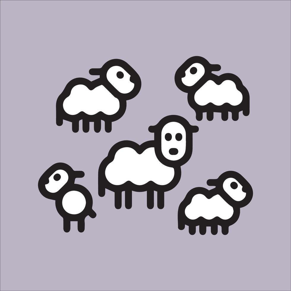 illustration of a group of white goats vector