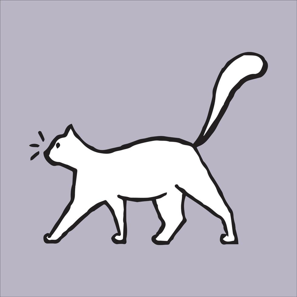 Illustration of a cat crawling while meowing vector